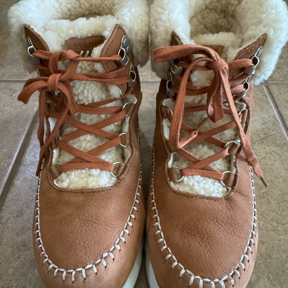 Warm Tan Lace-Up Winter Boots